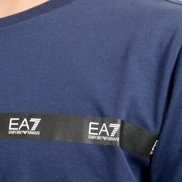 Emporio Armani EA7 Boys Navy Blue Short Sleeve Logo Print Crewneck T-Shirt - Picture 4 of 7